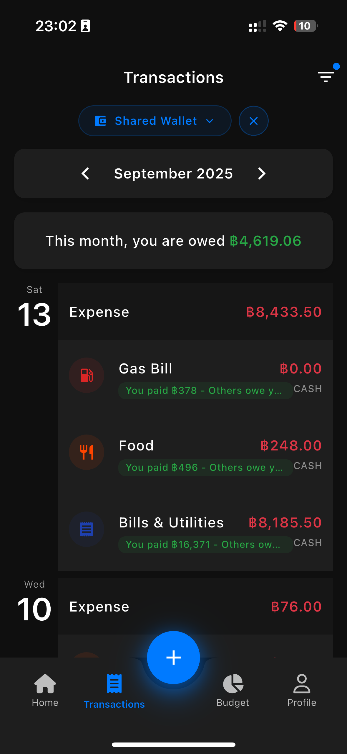 Shared Wallet Dark Theme